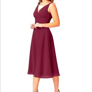 Azazie “Jayla” dress in “Cabernet”.